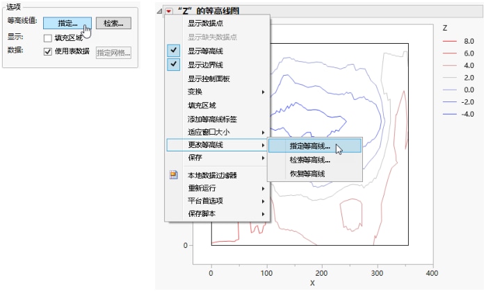 Example of Contour Specification: Launch Window (on the left) and Menu (on the right)