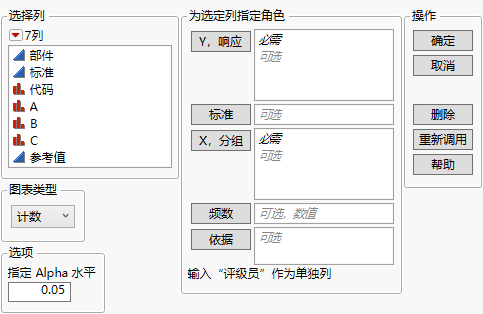 The Attribute Gauge Chart Launch Window