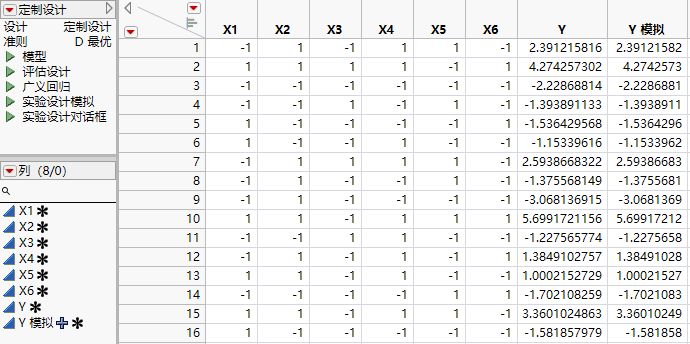 Partial View of Design Table