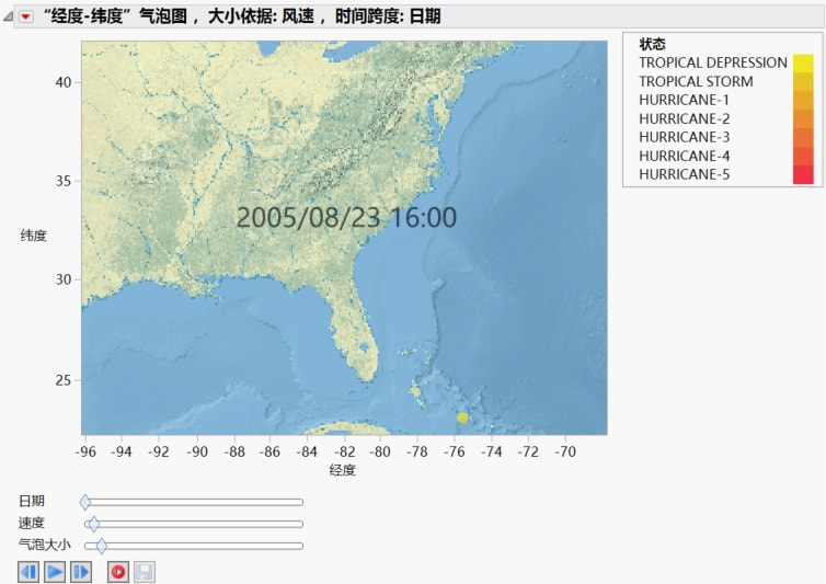 Bubble Plot of Katrina Data.jmp with Background Map