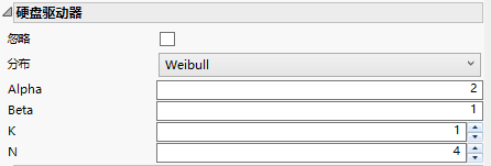 Example of a Weibull Configuration for a K out of N Shape