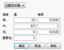 Response Goal Window for Thickness