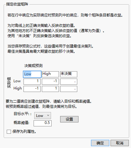 Specify Profit Matrix Window