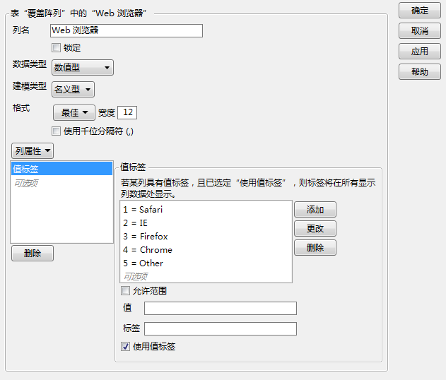 Column Info Window for Factor A