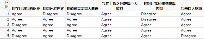 Consumer Preferences Data Table (Partial Table)