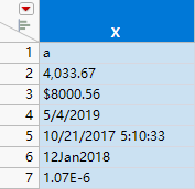 Column of Numeric and Character Data