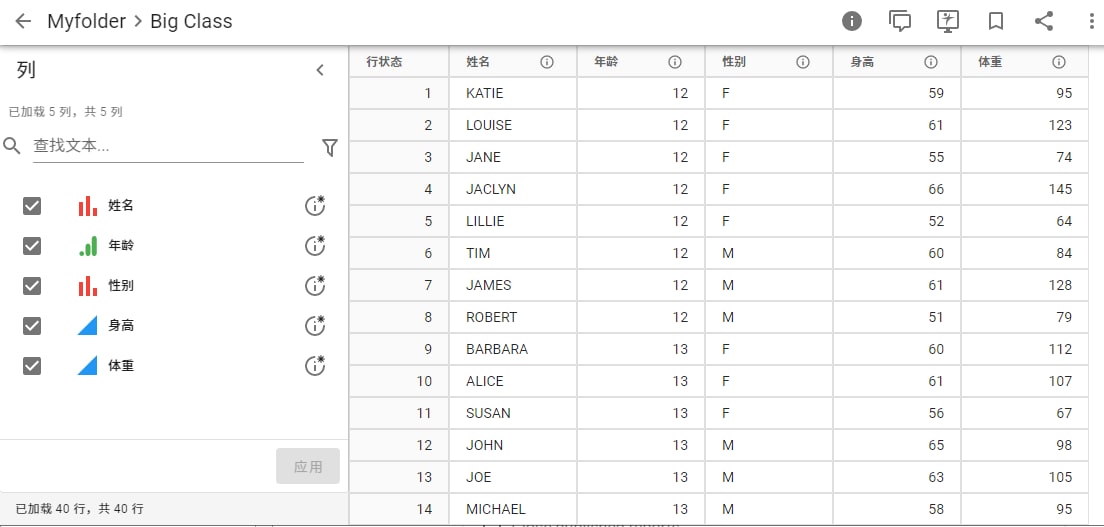 Example Data Table