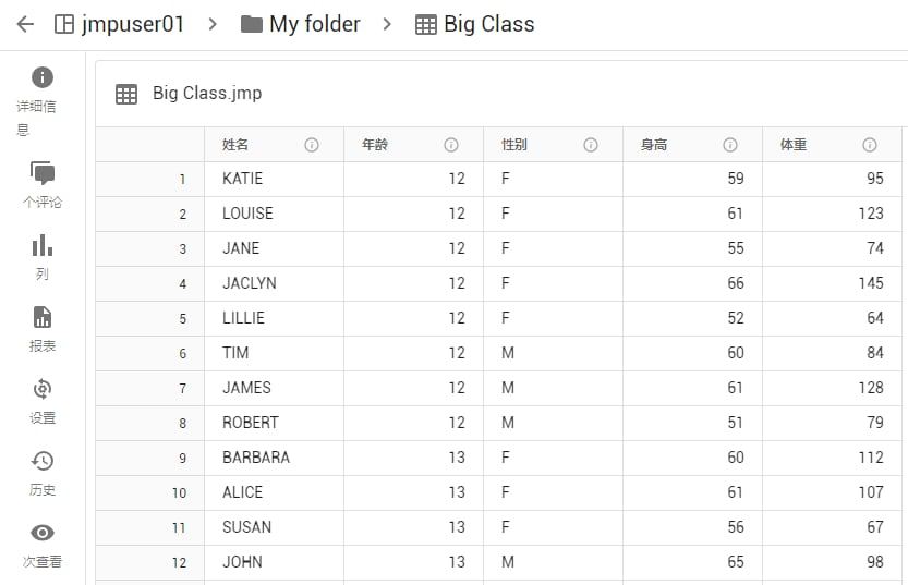 Example Data Table